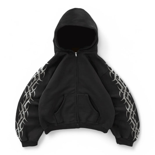 BRAVEST STUDIOS BLACK TRIBAL ZIP UP HOODIE