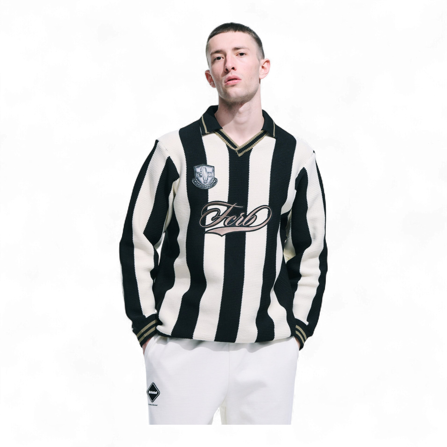 F.C REAL BRISTOL STRIPE KNIT SHIRT