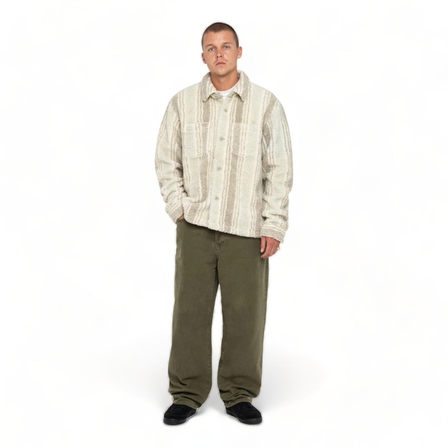STUSSY STRIPED SHERPA SHIRT