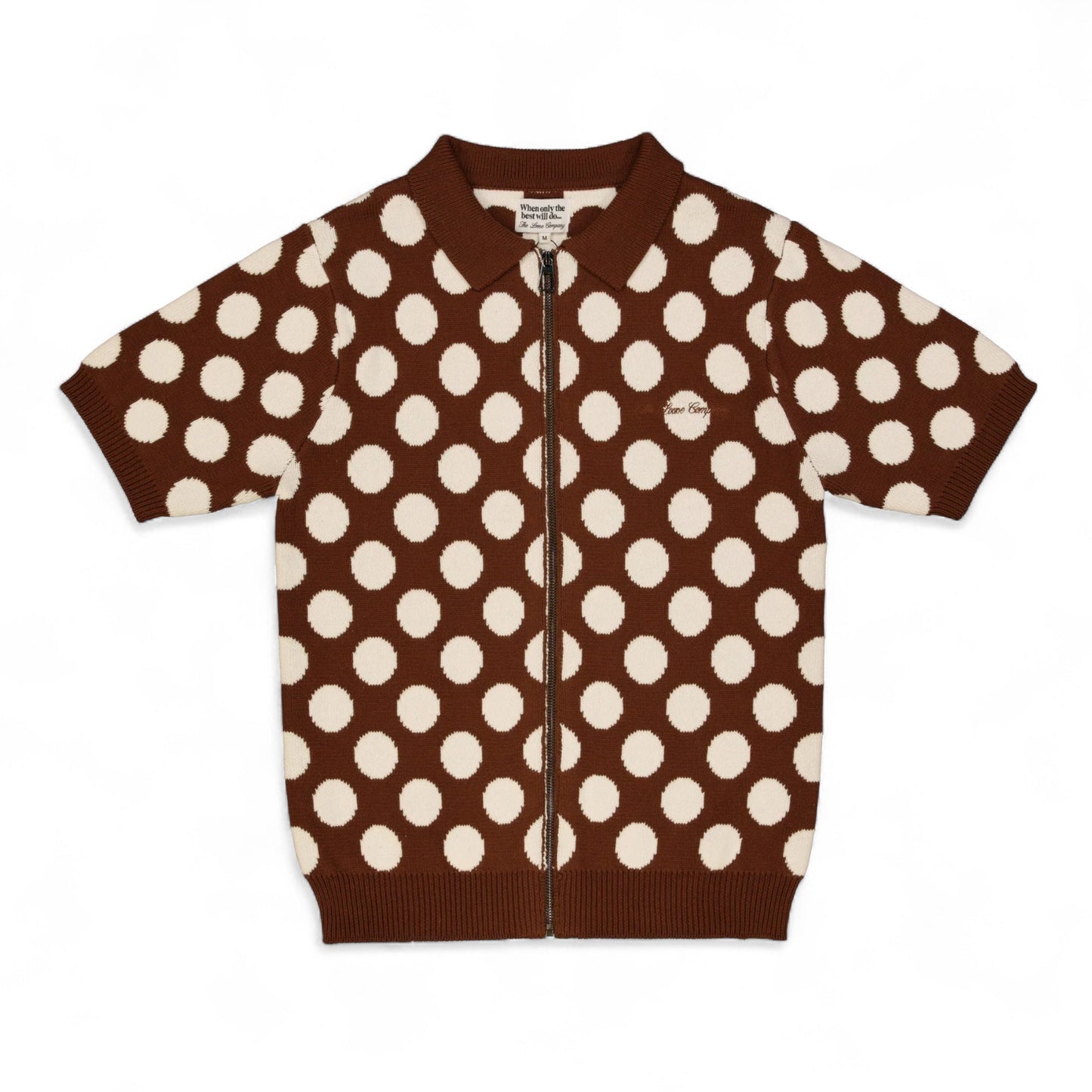 THE LOOSE COMPANY POLKA DOT ZIP-UP POLO