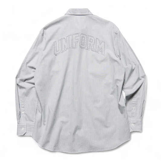 UNIFORM EXPERIMENT CUT-OUT LOGO STRIPE SHIRT BLACK