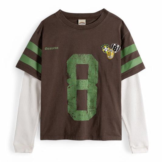 BRAVEST STUDIOS BROWN NUMBER 8 THERMAL TEE