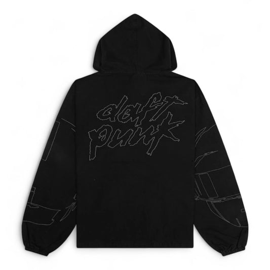 PLEASURES x DAFT PUNK DIGITAL ZIP PONCHO HOODIE BLACK