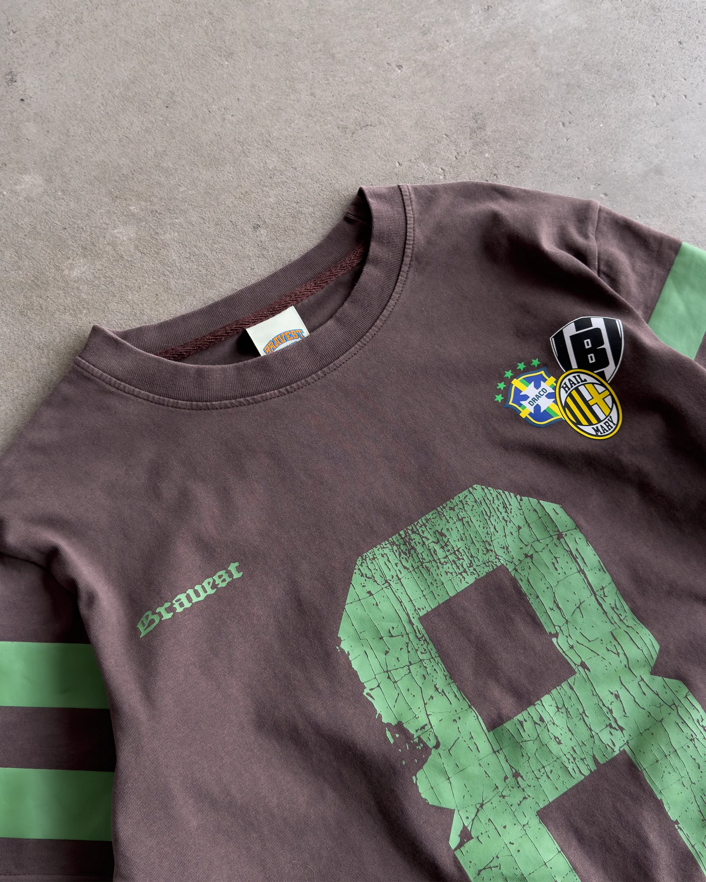 BRAVEST STUDIOS BROWN NUMBER 8 THERMAL TEE