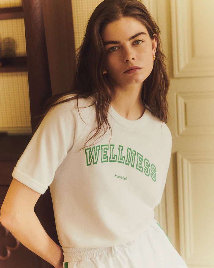 SPORTY & RICH WELLNESS IVY SHORT SLEEVE SOFT CREWNECK