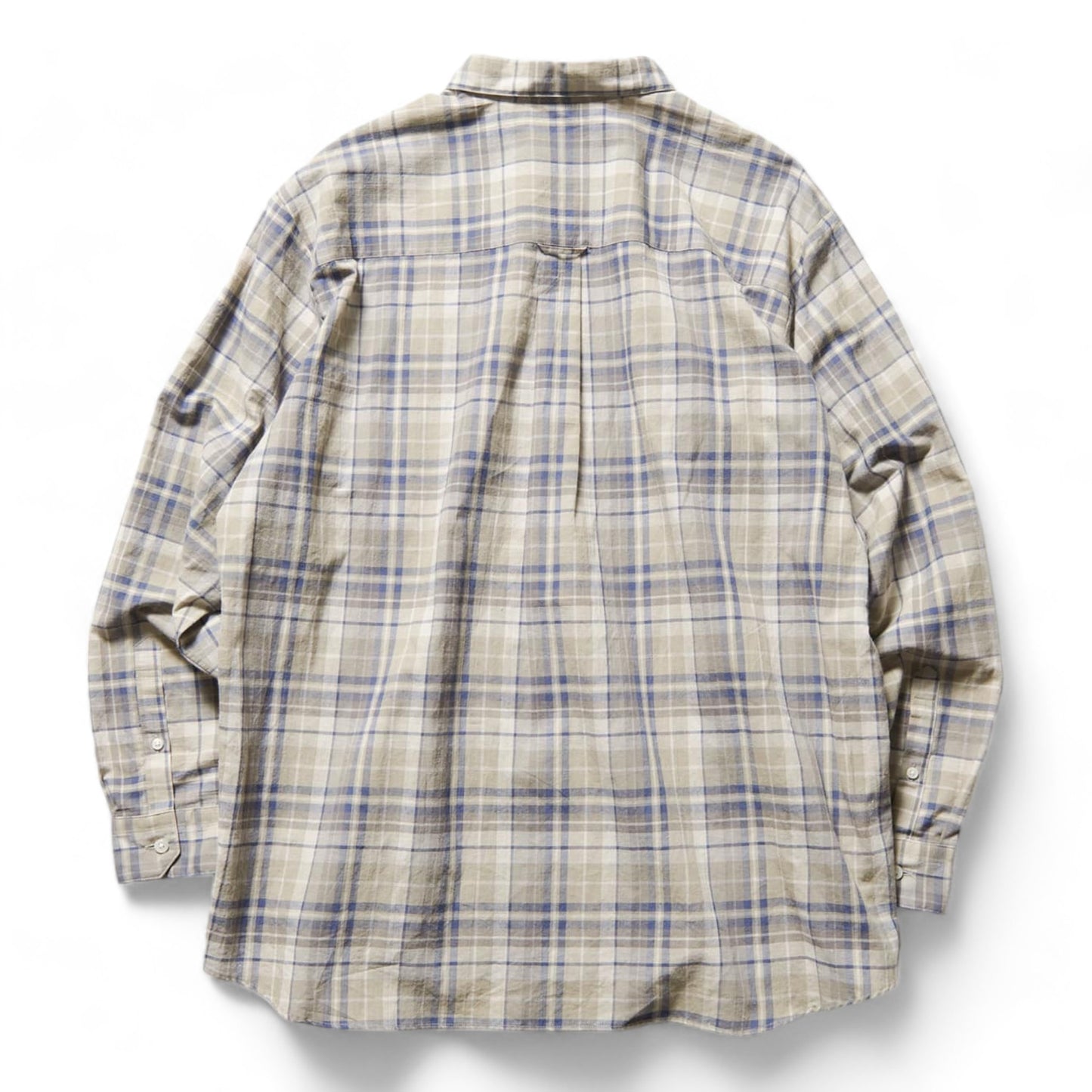 UNIFORM EXPERIMENT LINEN CHECK LOGO BAGGY SHIRT