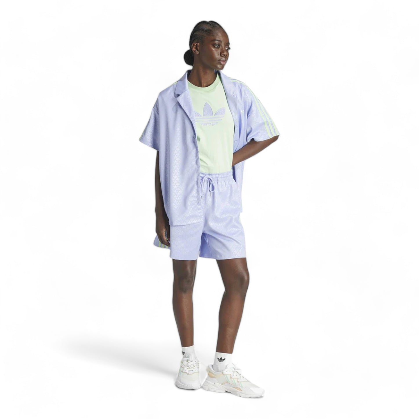 ADIDAS FASHION MONOGRAM SATIN BOWLING SHIRT