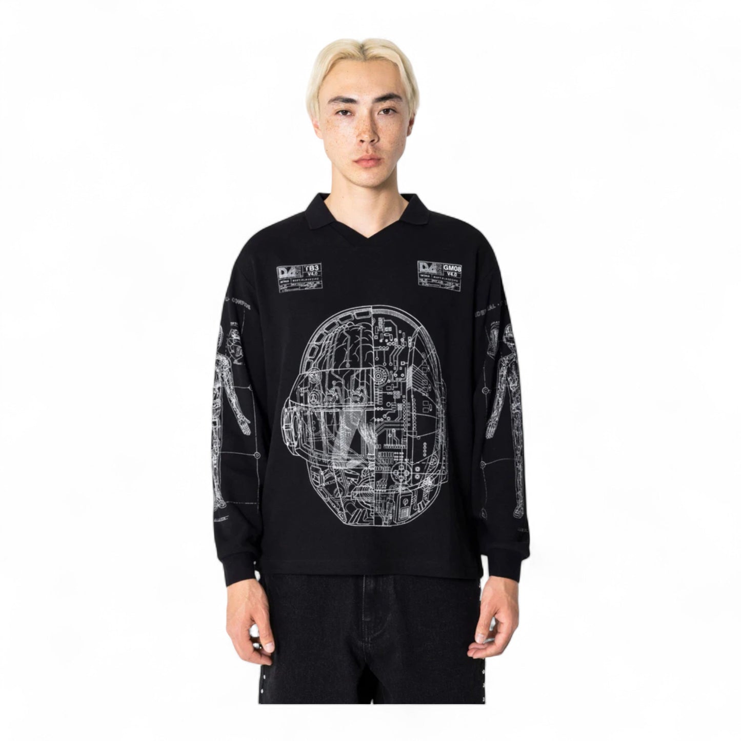 PLEASURES x DAFT PUNK SCHEMATIC LONG SLEEVE POLO