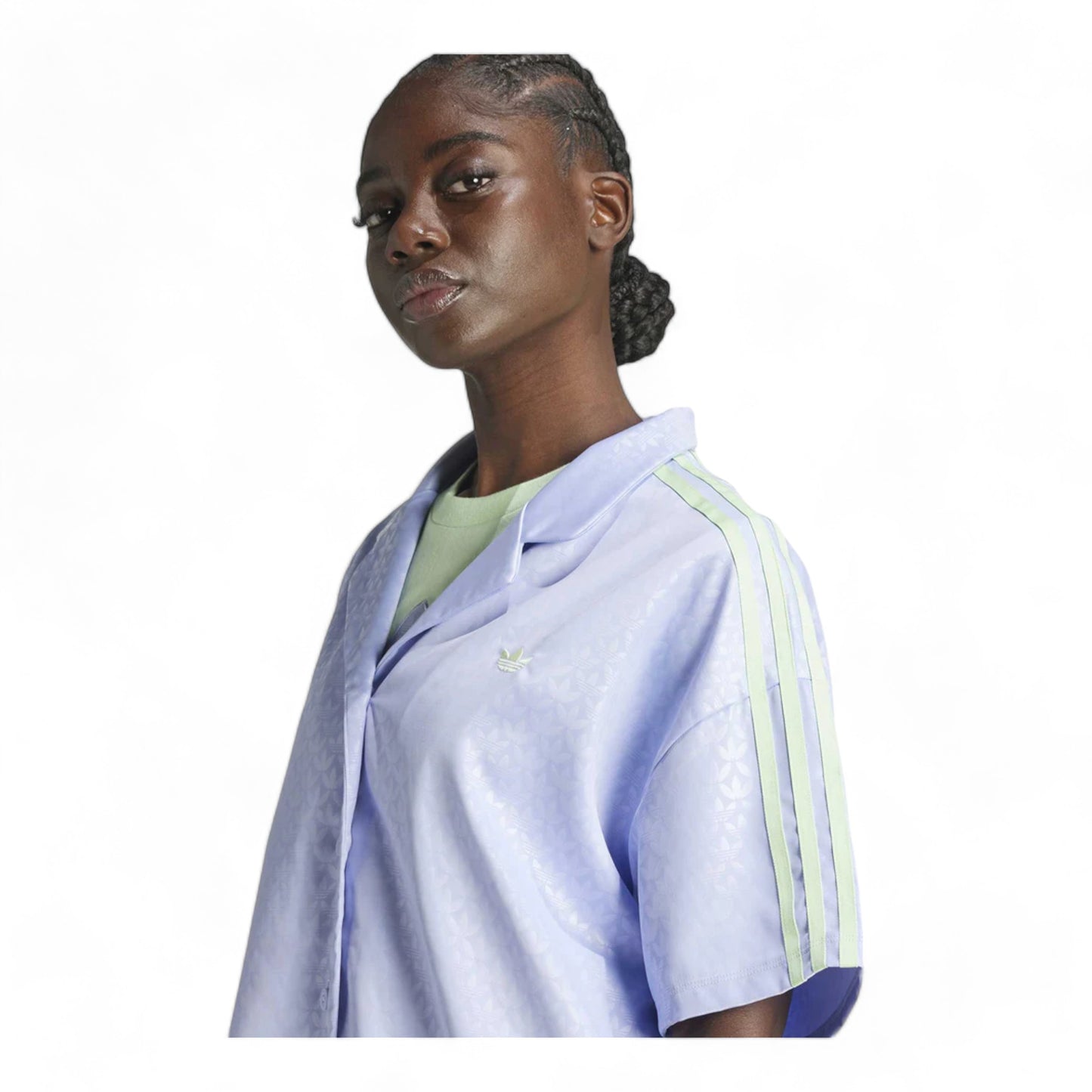 ADIDAS FASHION MONOGRAM SATIN BOWLING SHIRT