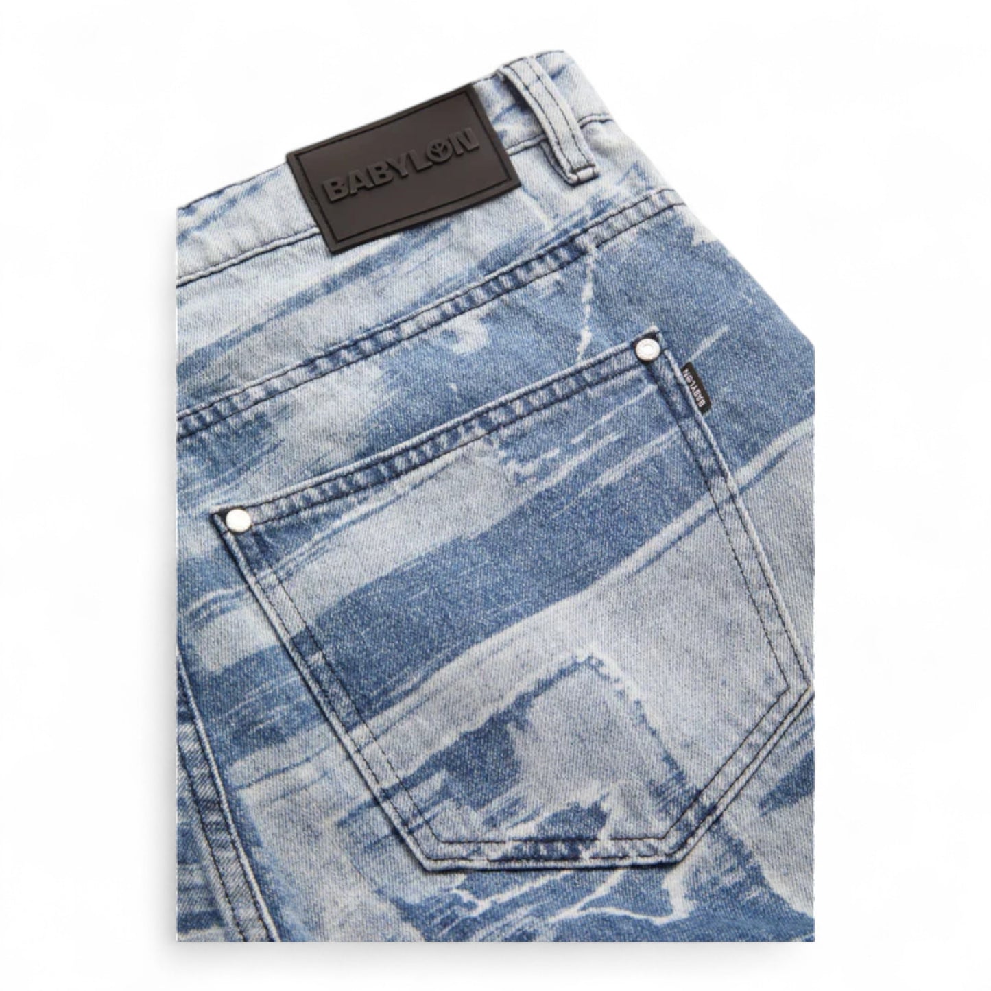 BABYLON 5 POCKET LASER PRINTED PATCHED PANTS