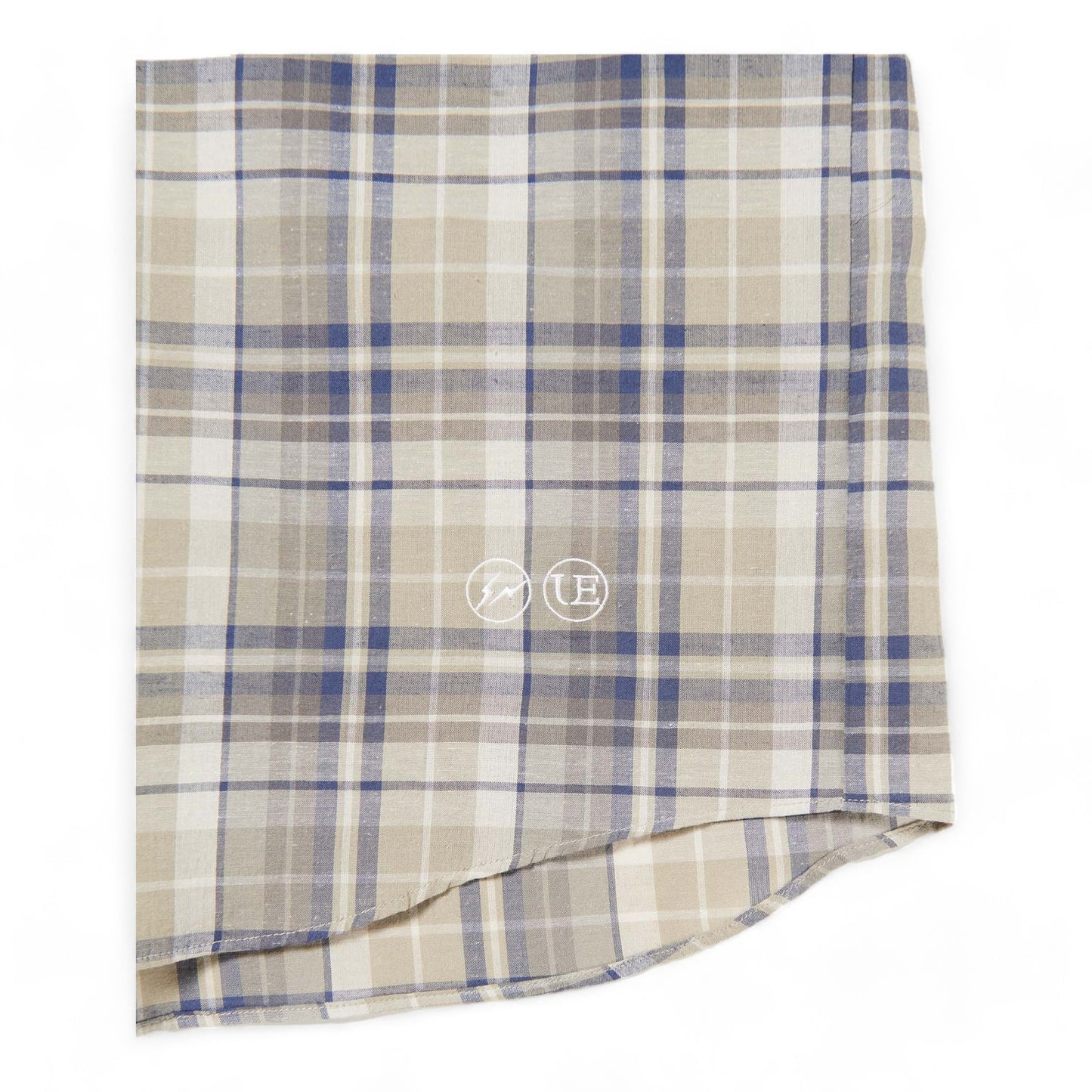 UNIFORM EXPERIMENT LINEN CHECK LOGO BAGGY SHIRT