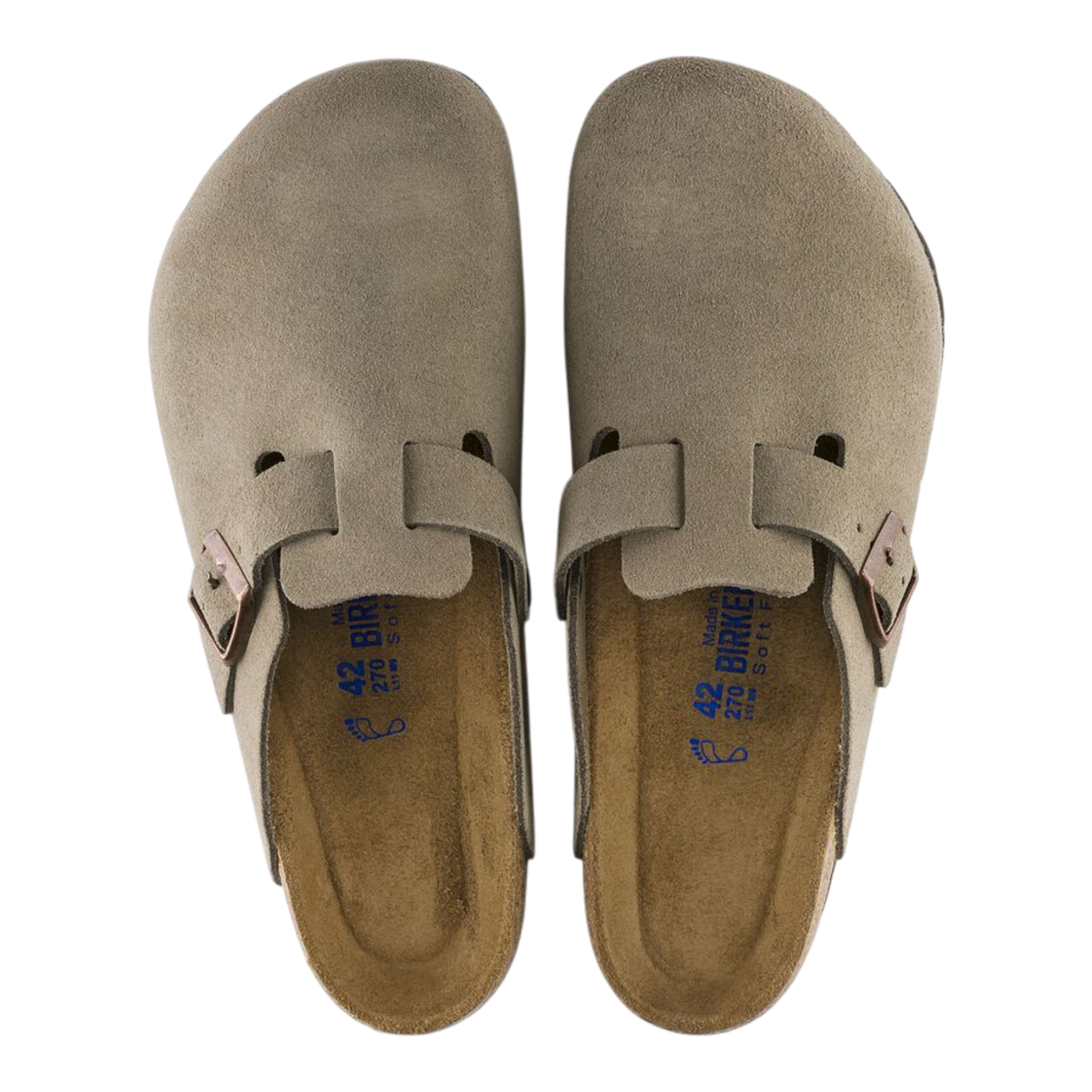 BIRKENSTOCK BOSTON SOFT FOOTBED SUEDE TAUPE