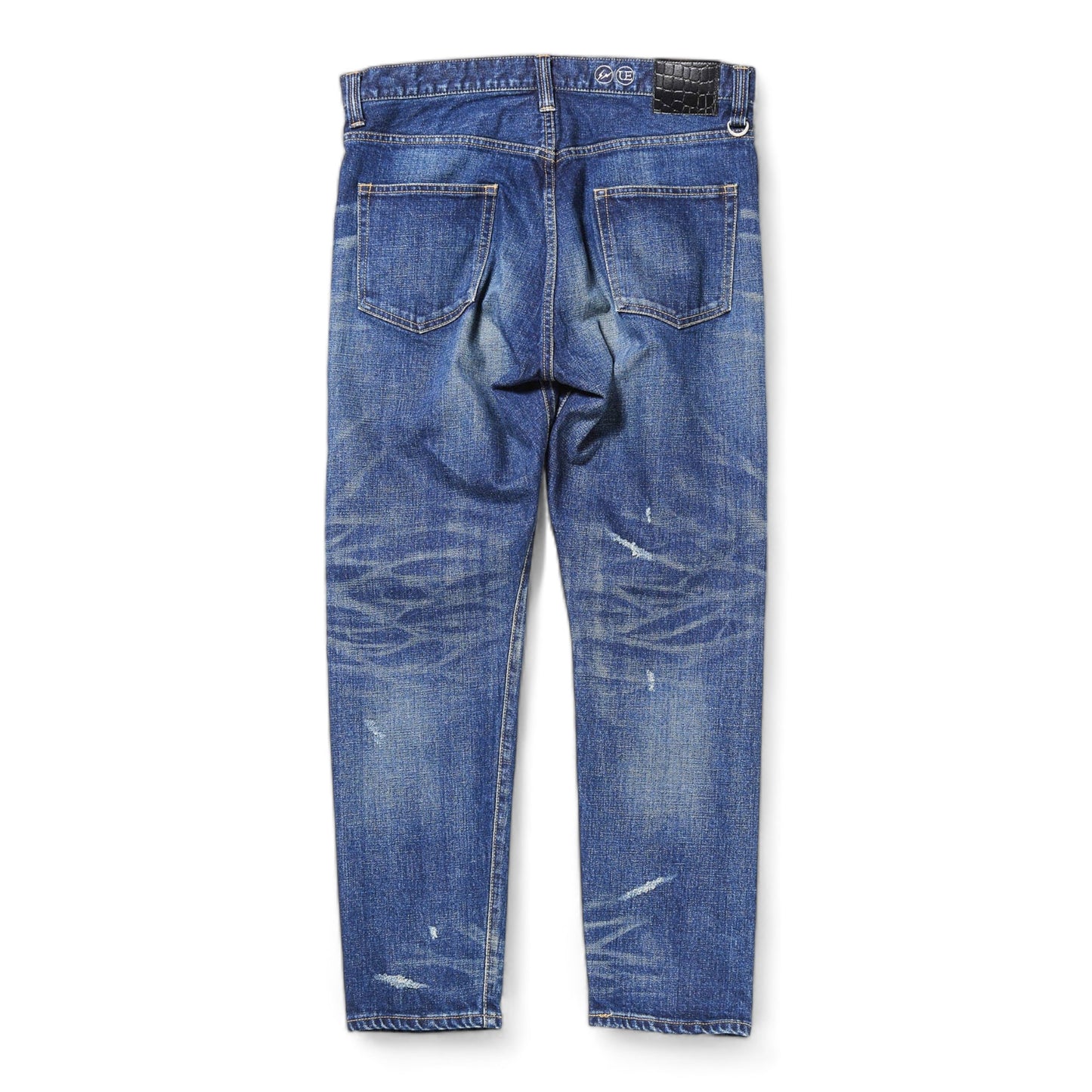 UNIFORM EXPERIMENT DAMAGED DENIM TAPERED PANTS