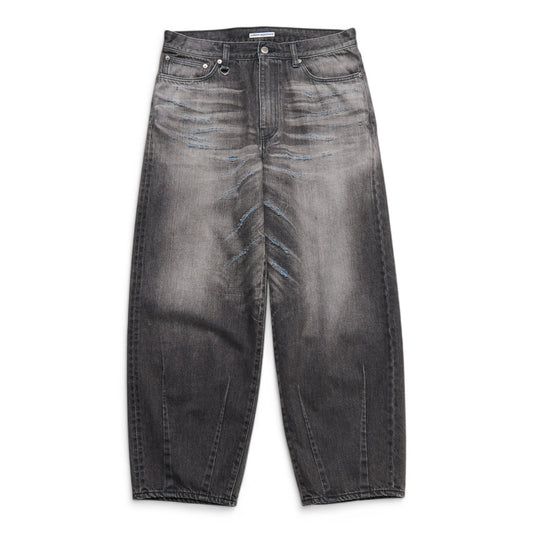 UNIFORM EXPERIMENT DAMAGED HEM TUCK WIDE STRAIGHT JEANS