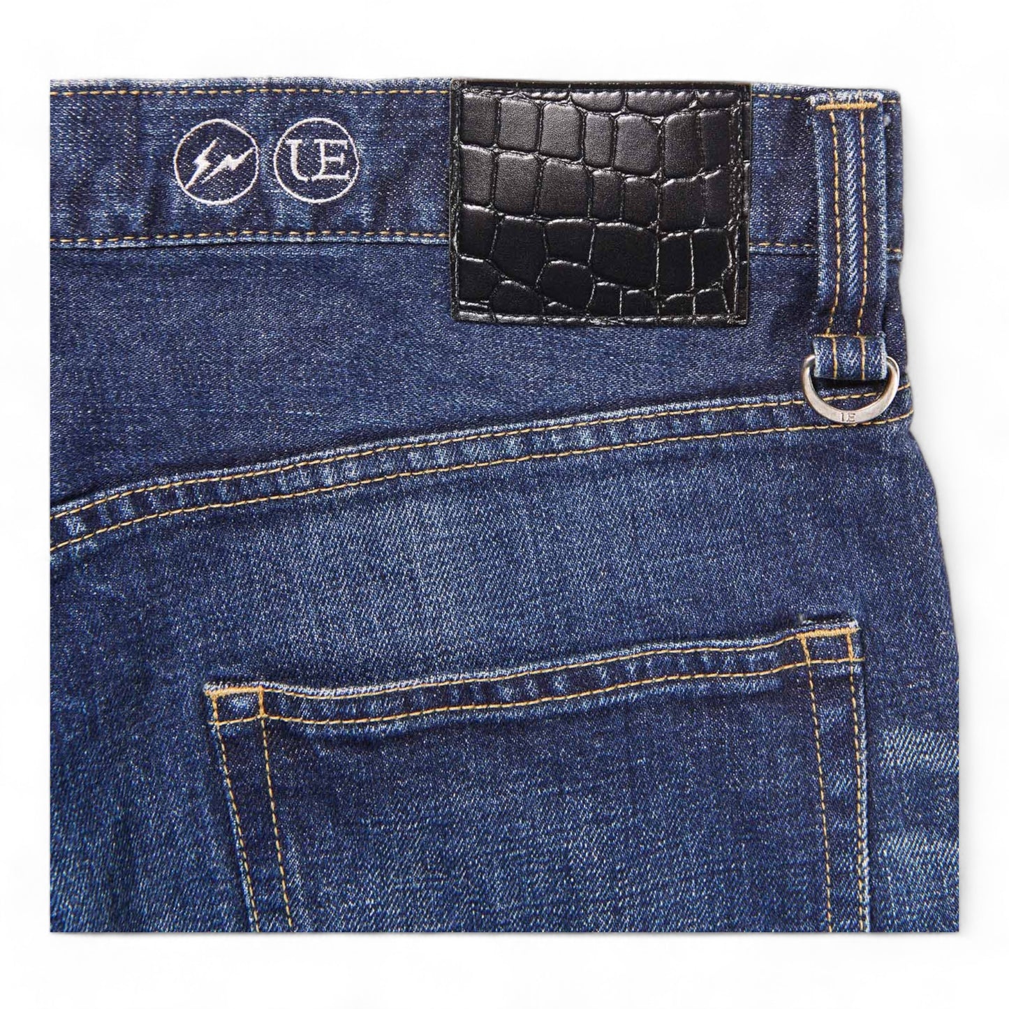 UNIFORM EXPERIMENT DAMAGED DENIM TAPERED PANTS