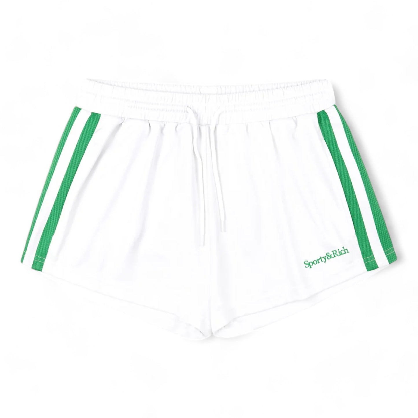 SPORTY & RICH SERIF LOGO EMBROIDERED ROLLER SHORT