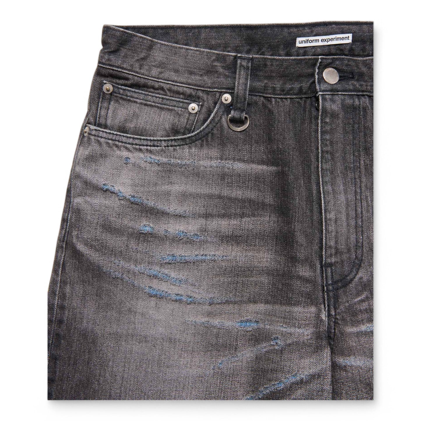 UNIFORM EXPERIMENT DAMAGED HEM TUCK WIDE STRAIGHT JEANS