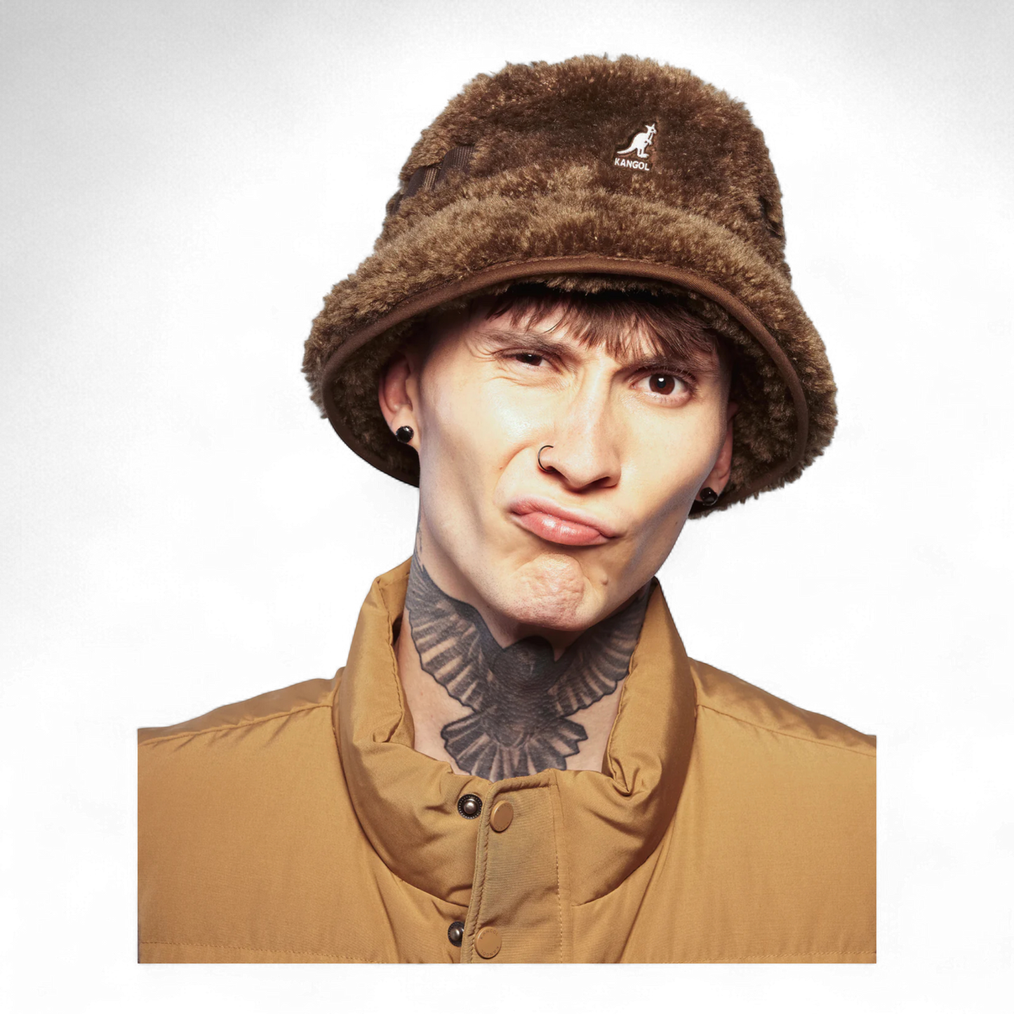 KANGOL FAUX SHEARLING UTILITY BUCKET
