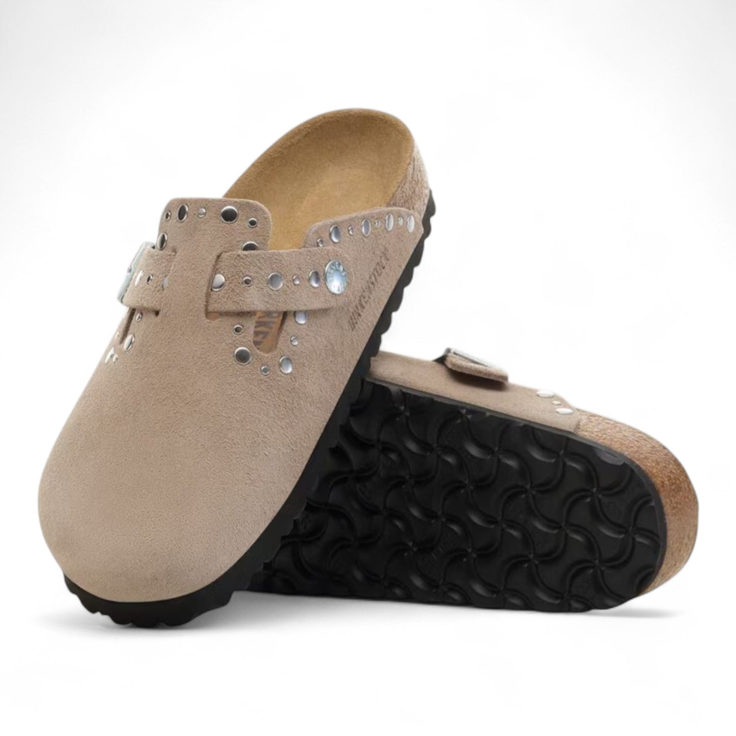 BIRKENSTOCK BOSTON RIVET BORDER TAUPE