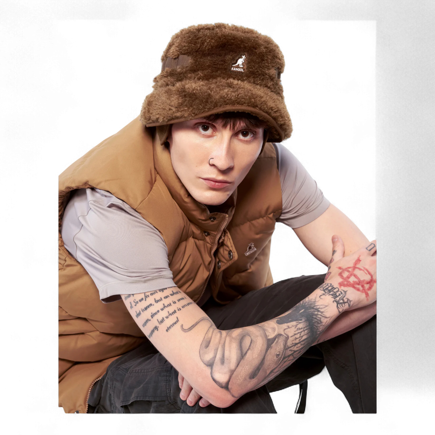 KANGOL FAUX SHEARLING UTILITY BUCKET