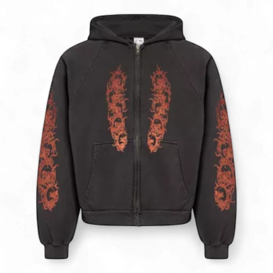 BASKETCASE GALLERY AFFLICTED ZIP UP HOODIE