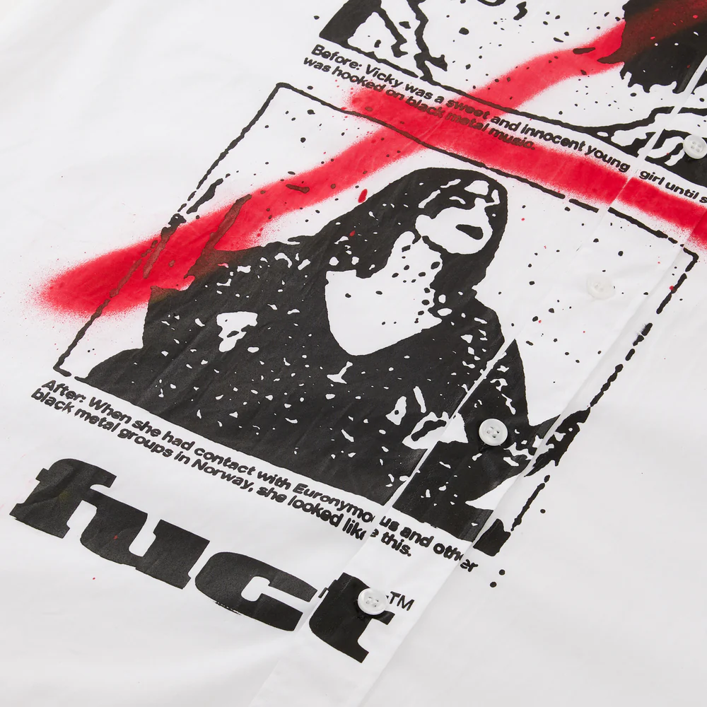 FUCT SPRAY PAINTED "A" BUTTON UP