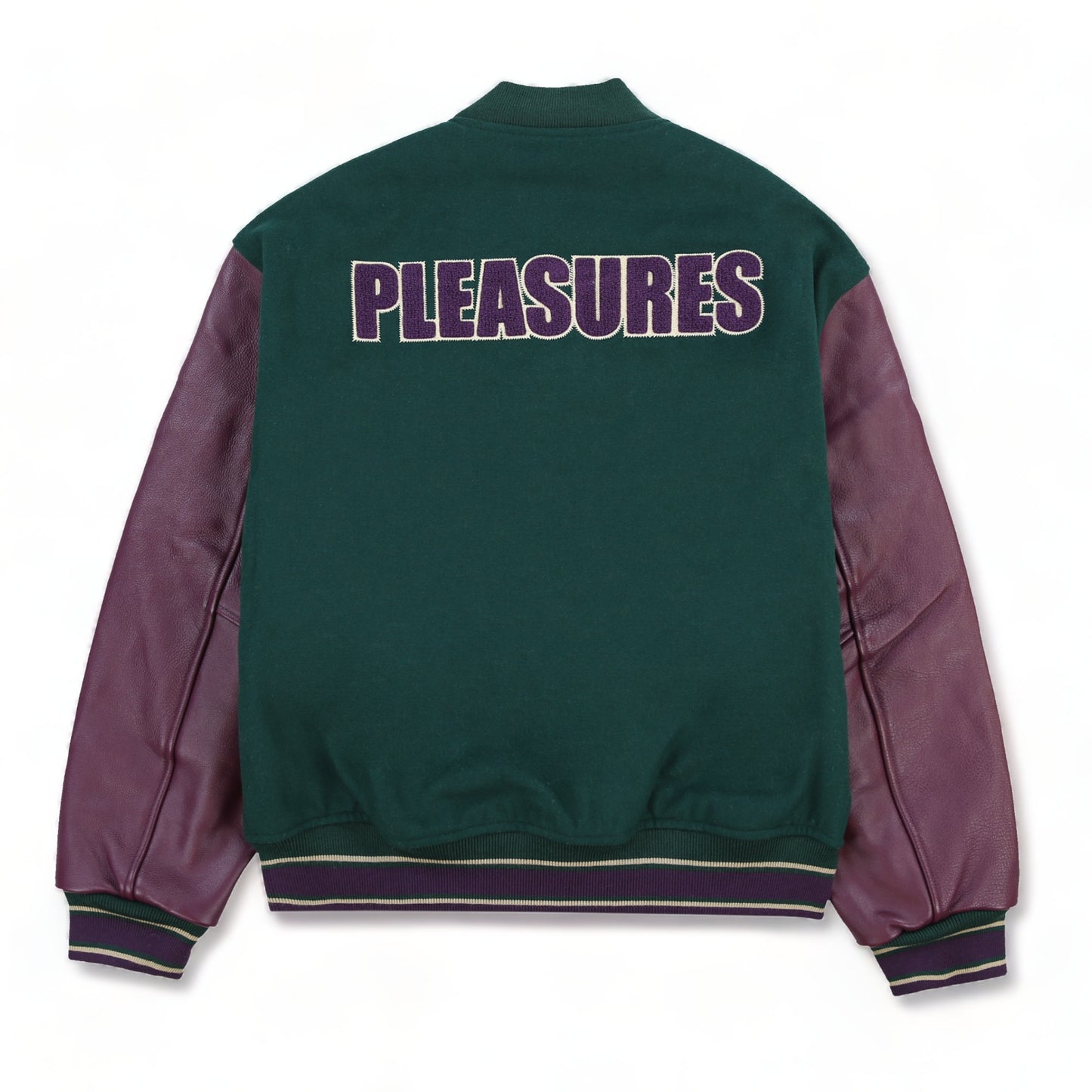 PLEASURES FAN VARSITY JACKET
