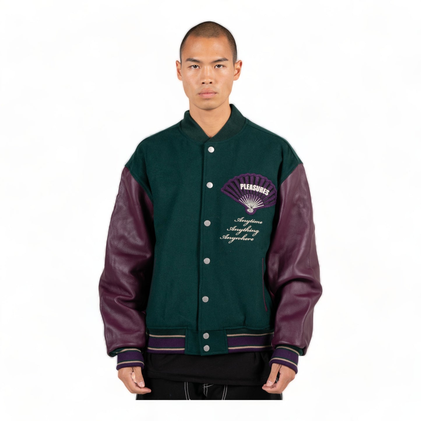 PLEASURES FAN VARSITY JACKET