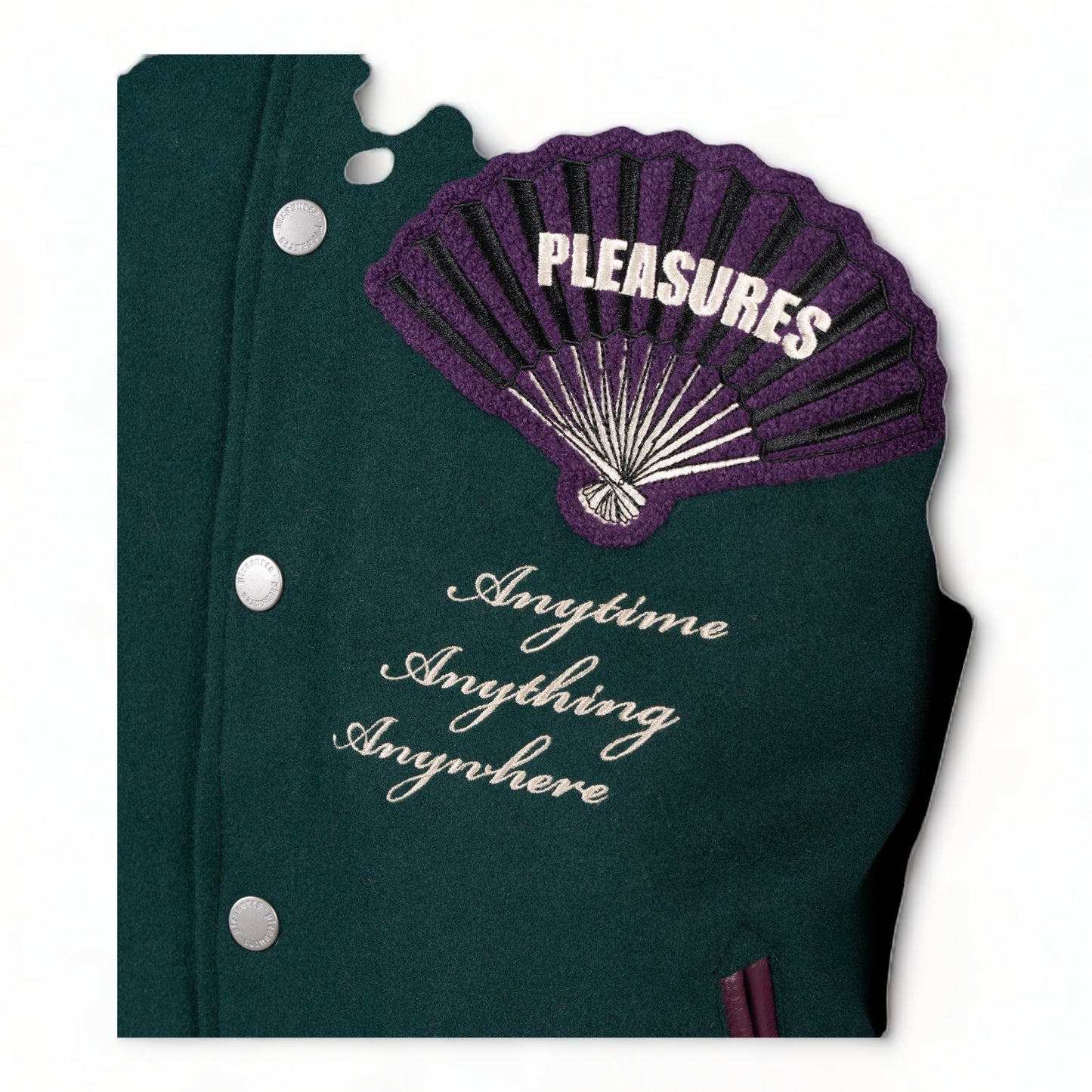 PLEASURES FAN VARSITY JACKET