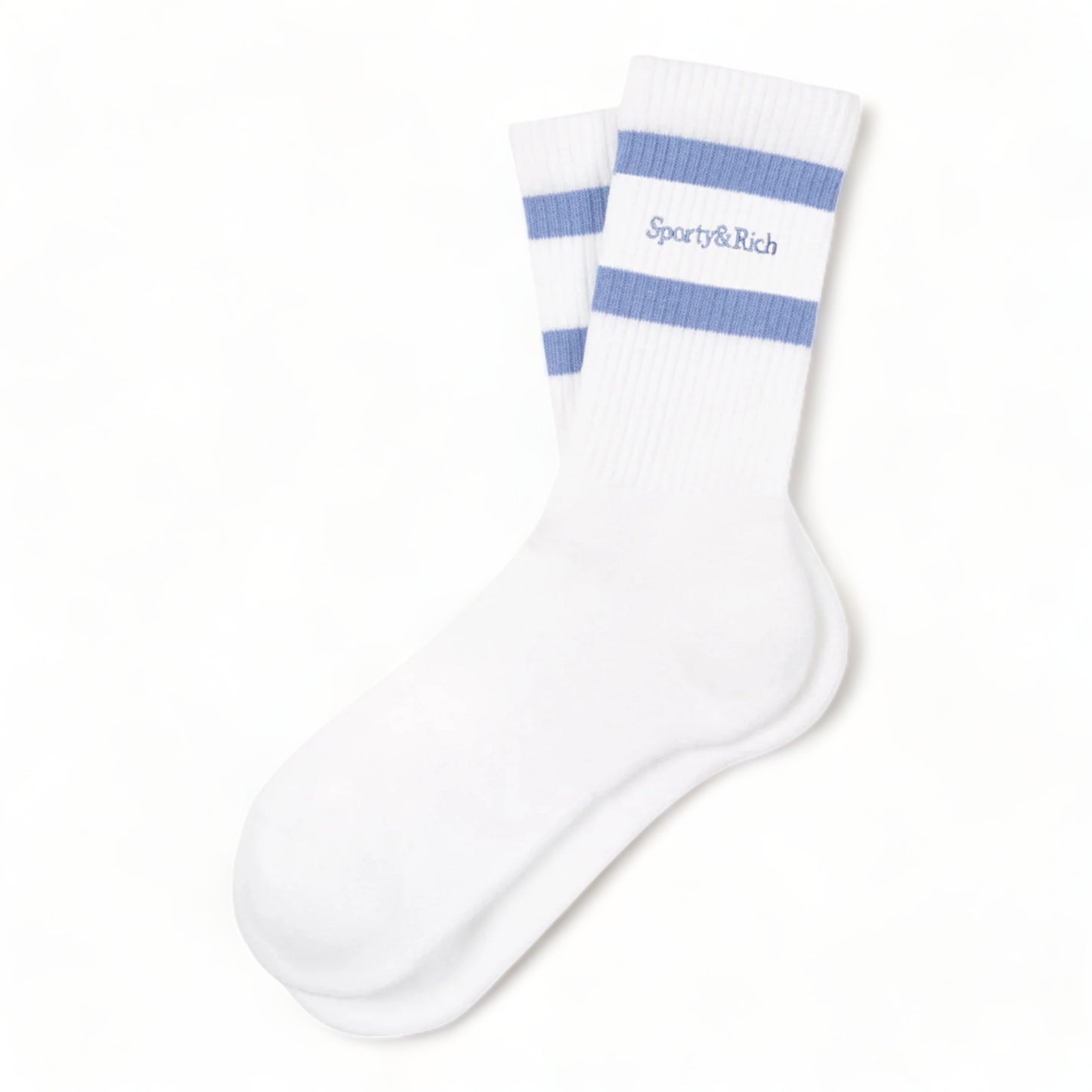SPORTY & RICH SERIF LOGO STRIPED SOCKS