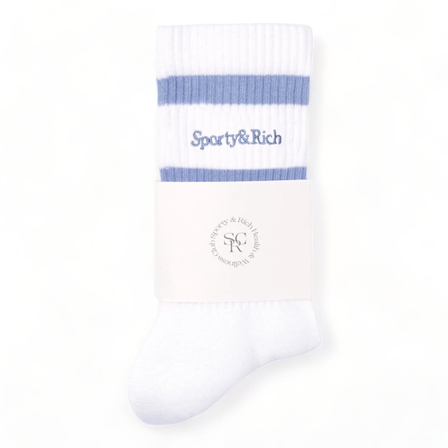 SPORTY & RICH SERIF LOGO STRIPED SOCKS