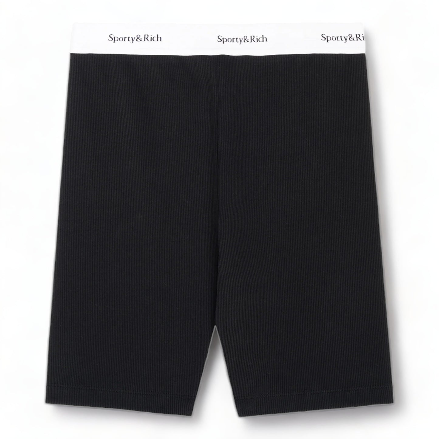 SPORTY & RICH SERIF LOGO RIBBED BIKER SHORT