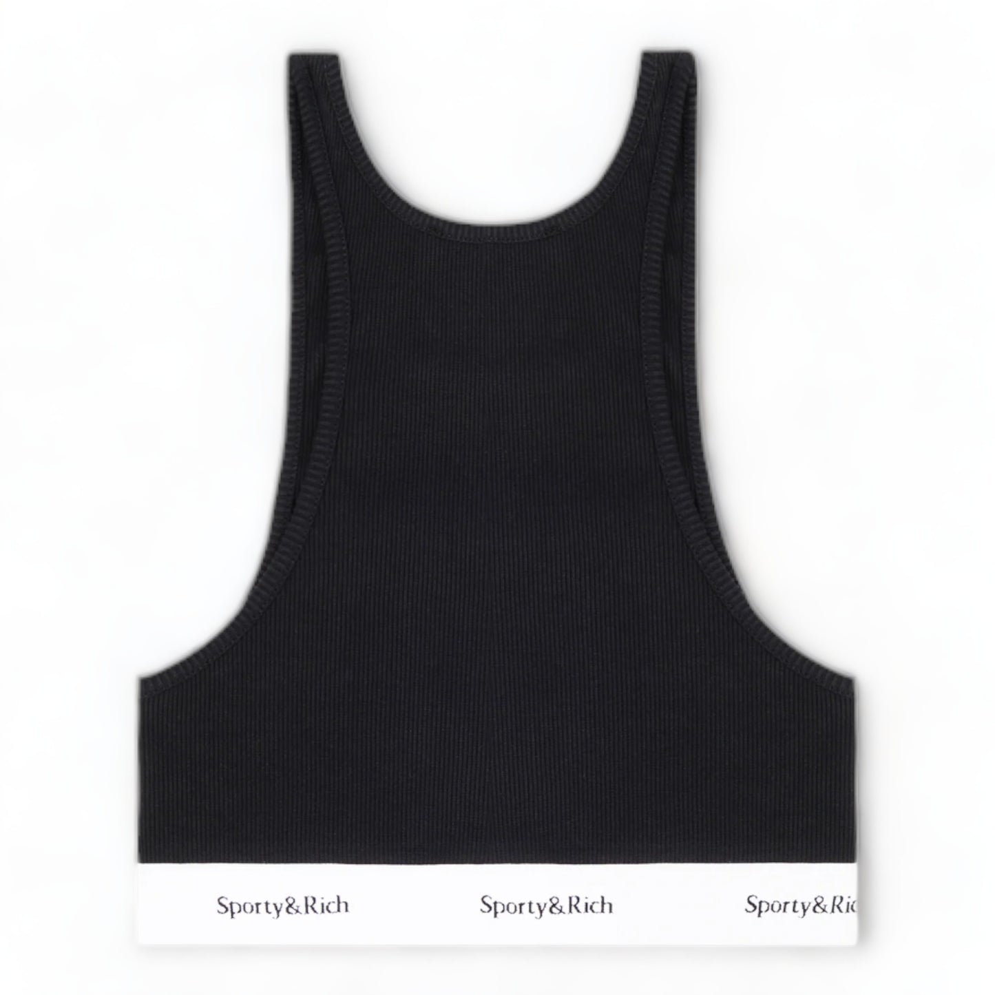 SPORTY & RICH SERIF LOGO RIBBED CROPPED TANK