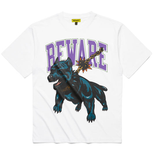 MARKET BEWARE DOG WASHED T-SHIRT - deviceone