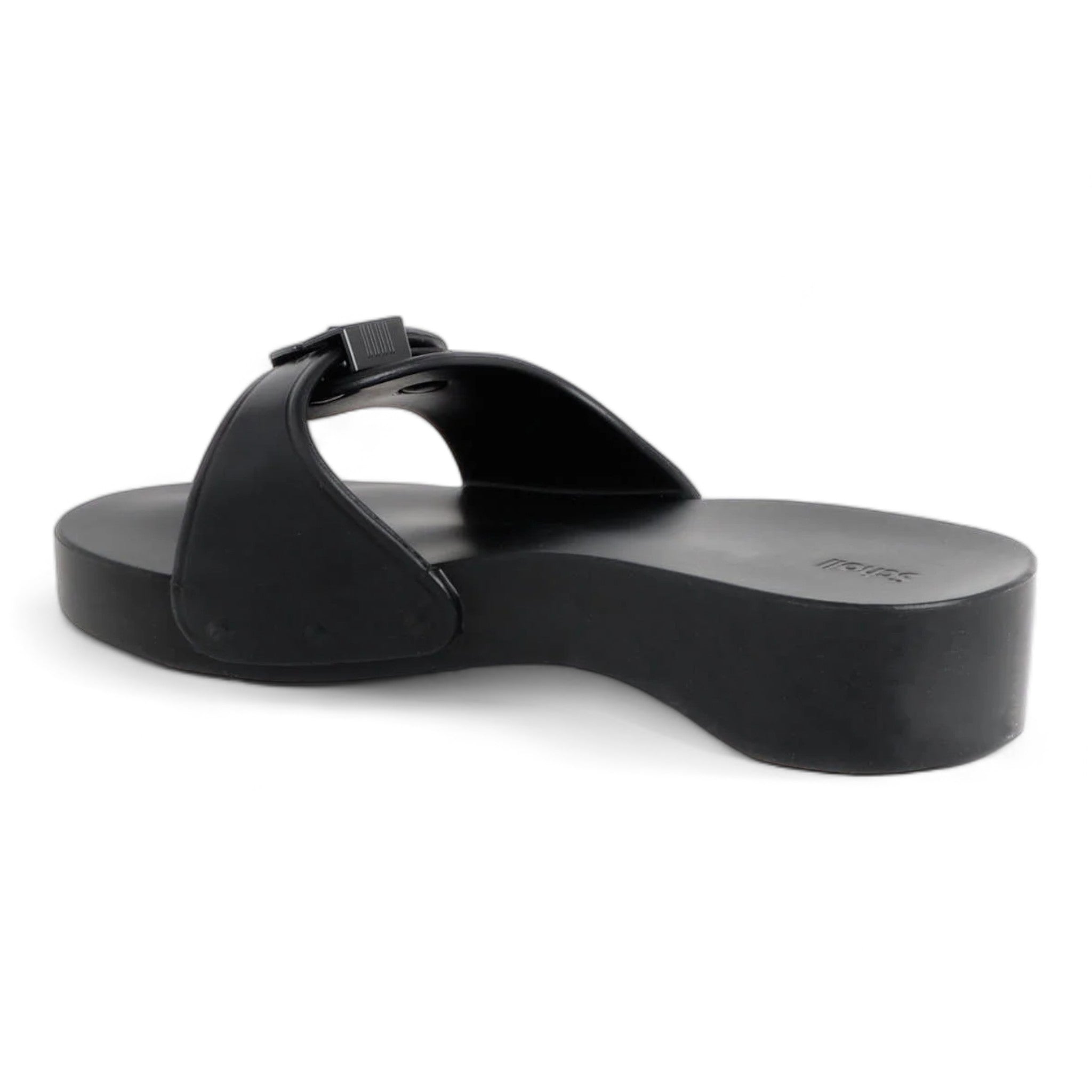 Scholl Mules Black Pescura Heel Aqua