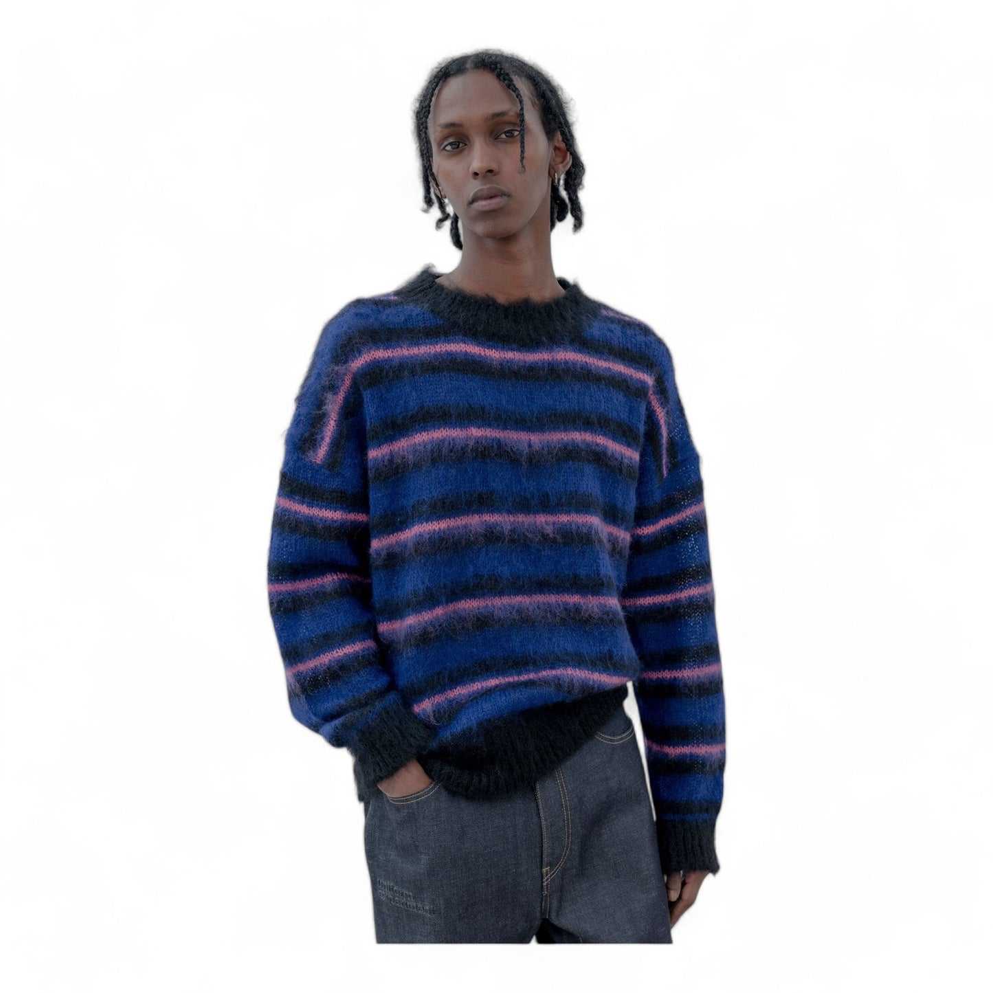 UNIFORM EXPERIMENT BRUSHED BORDER SWEATER