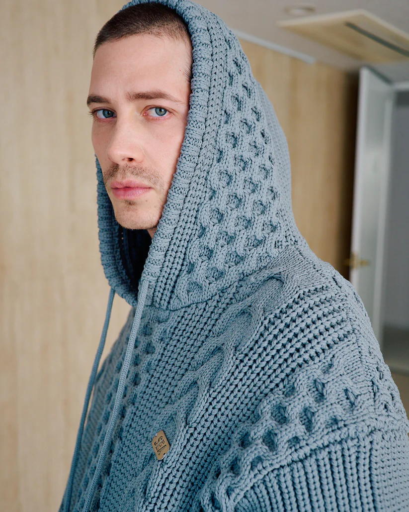 WIND AND SEA CABLE KNIT HOODED SWEATER
