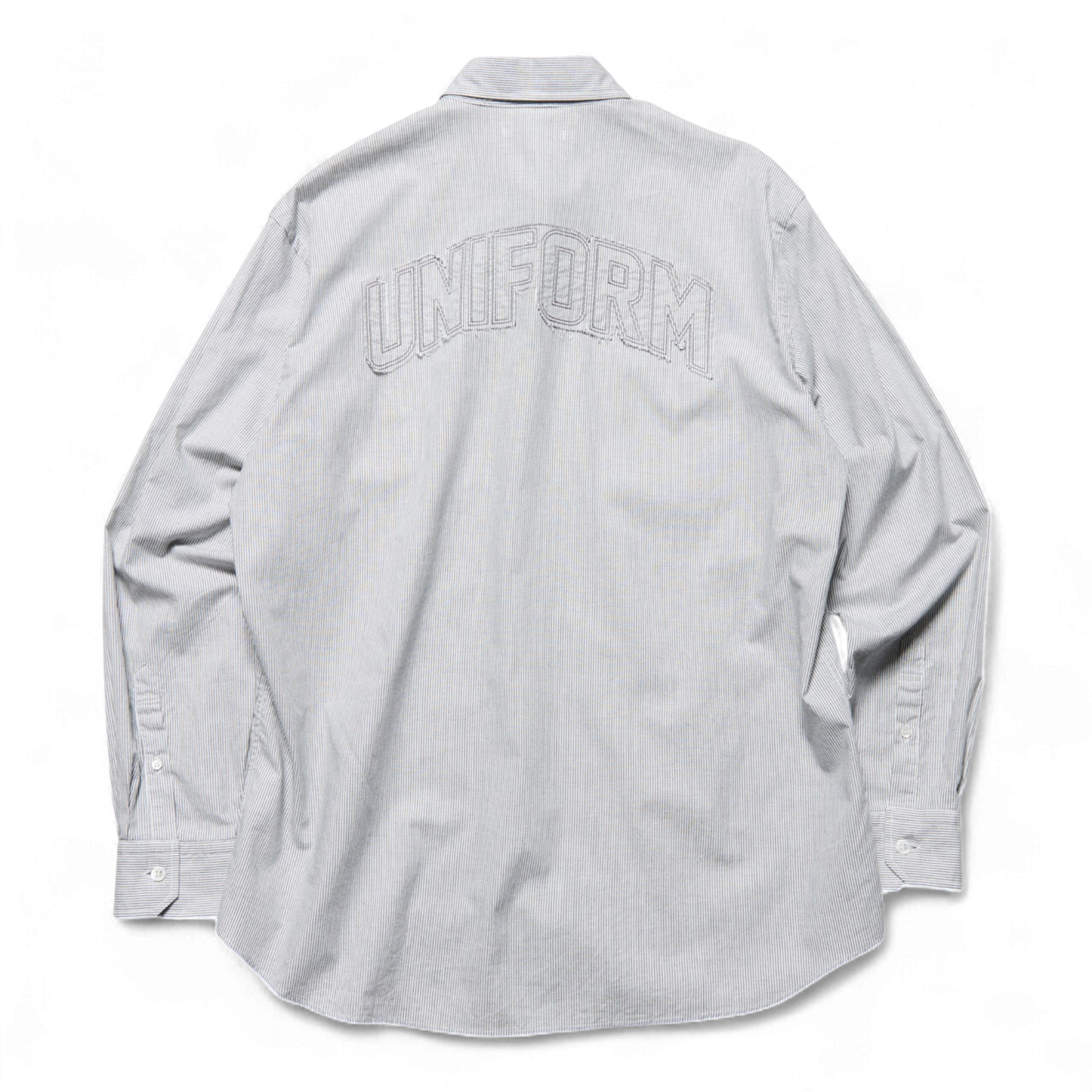 Uniform Experiment Cut-out Logo Stripe Shirt Black