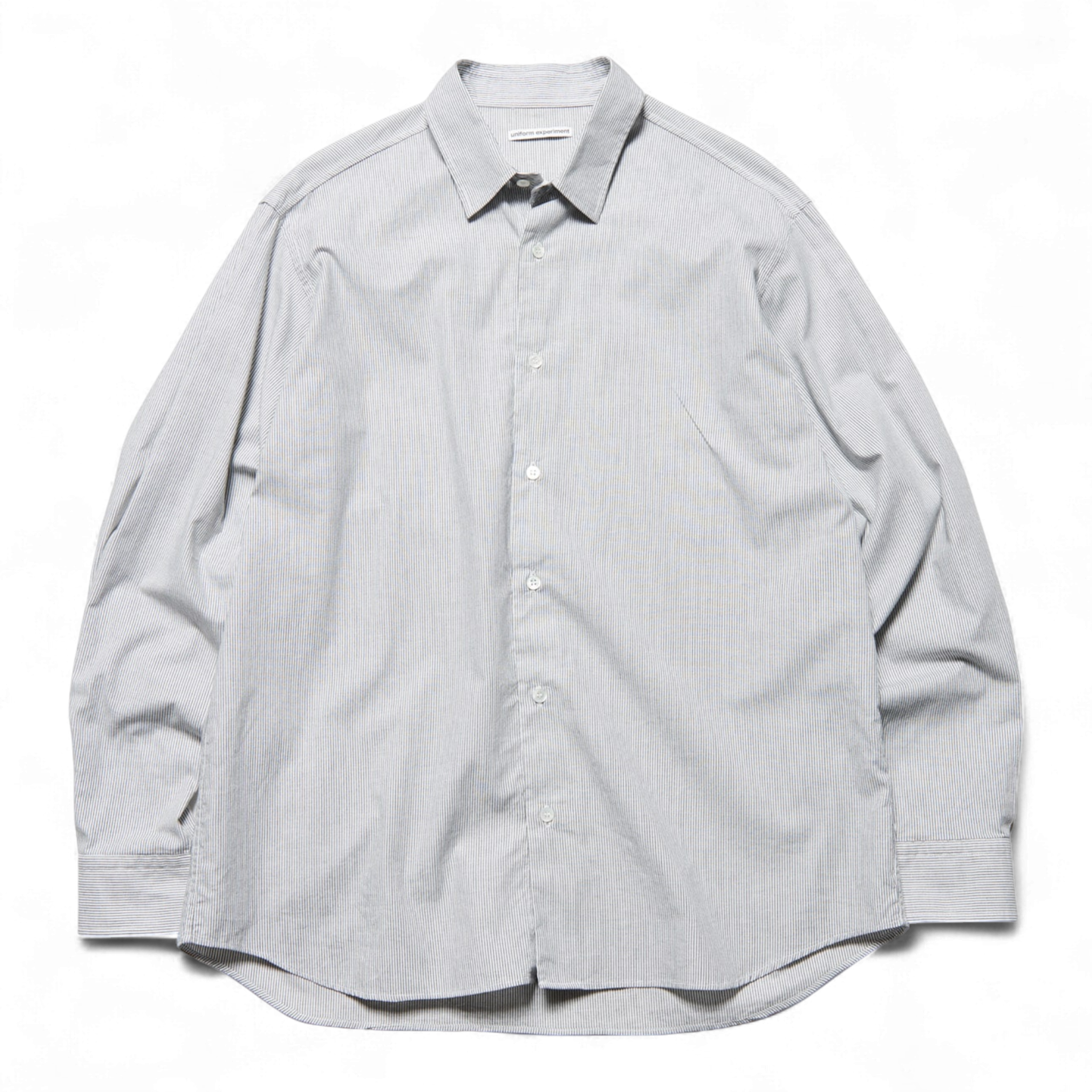 Uniform Experiment Cut-out Logo Stripe Shirt Black