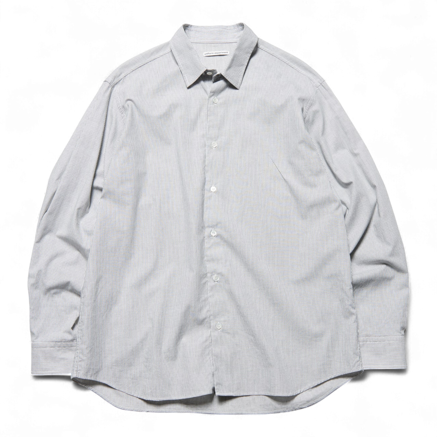 UNIFORM EXPERIMENT CUT-OUT LOGO STRIPE SHIRT BLACK