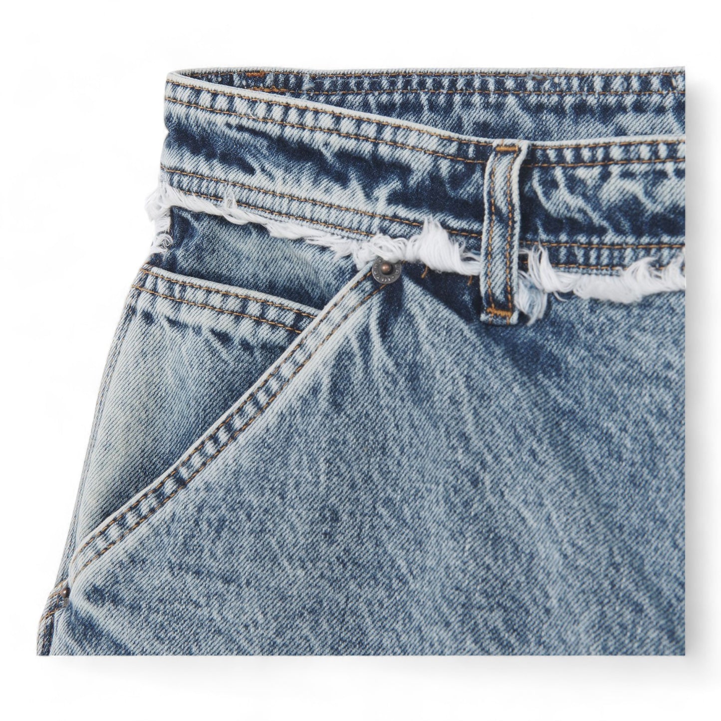 IUTER FRINGES DOUBLE KNEE DENIM SHORTS