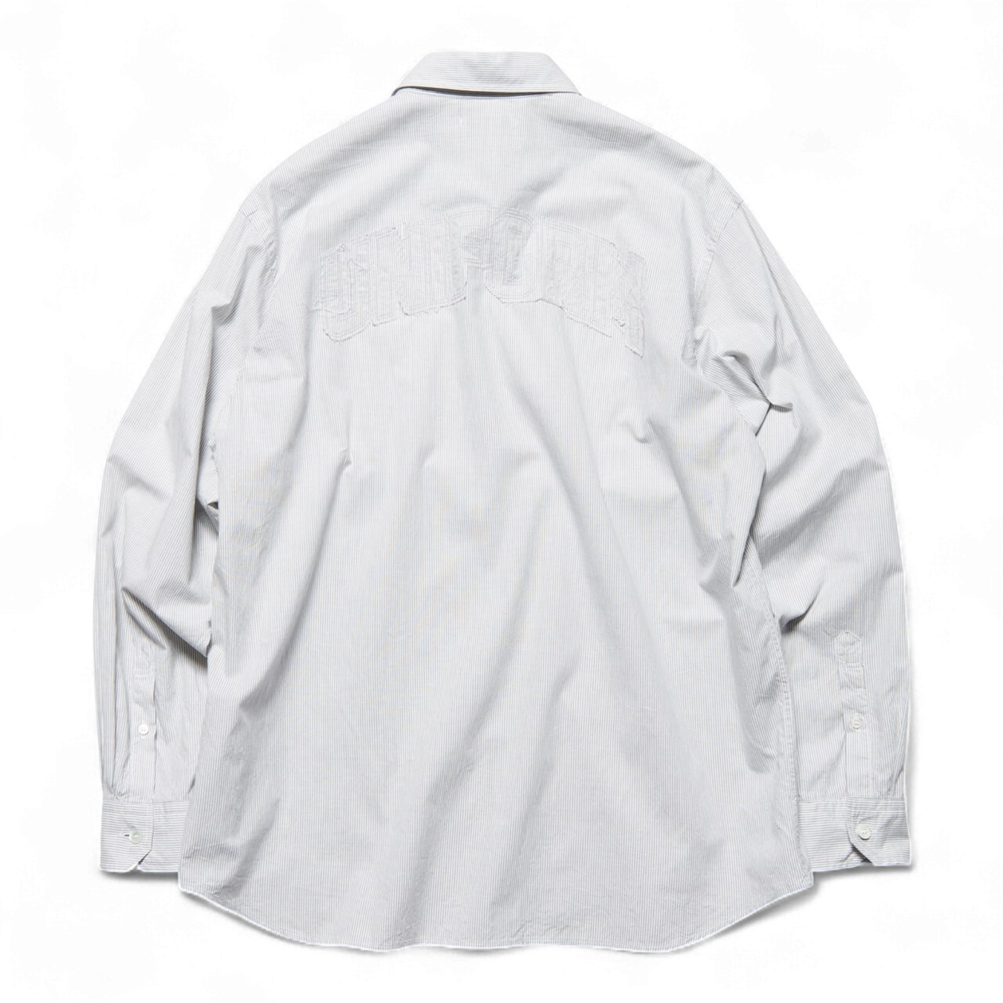 Uniform Experiment Cut-out Logo Stripe Shirt Light Grey