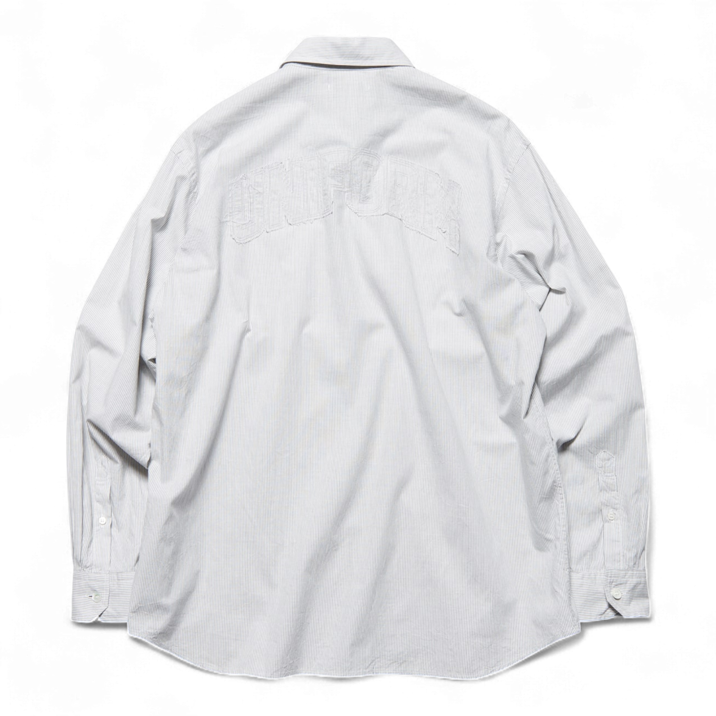 UNIFORM EXPERIMENT CUT-OUT LOGO STRIPE SHIRT LIGHT GREY