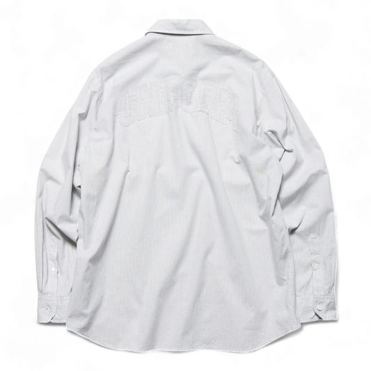UNIFORM EXPERIMENT CUT-OUT LOGO STRIPE SHIRT LIGHT GREY