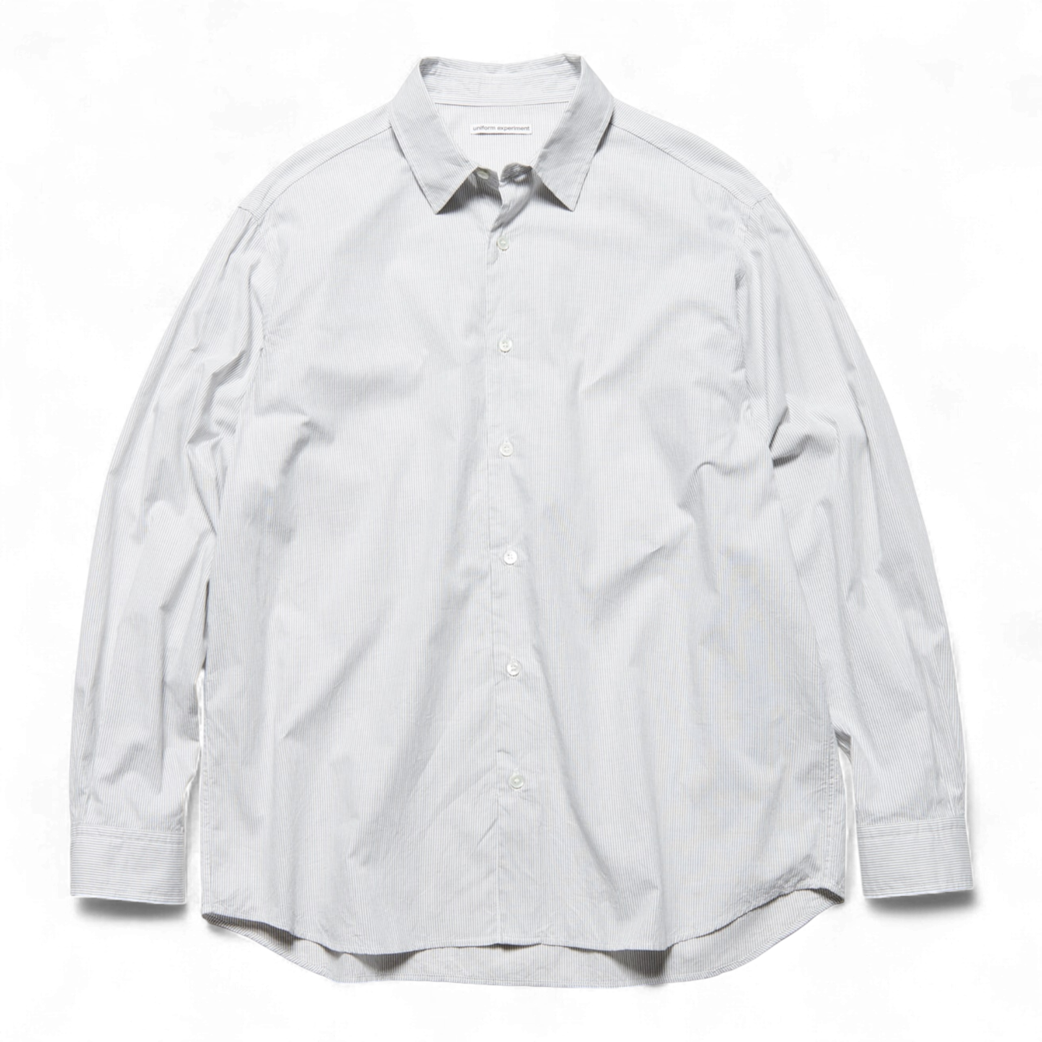 Uniform Experiment Cut-out Logo Stripe Shirt Light Grey
