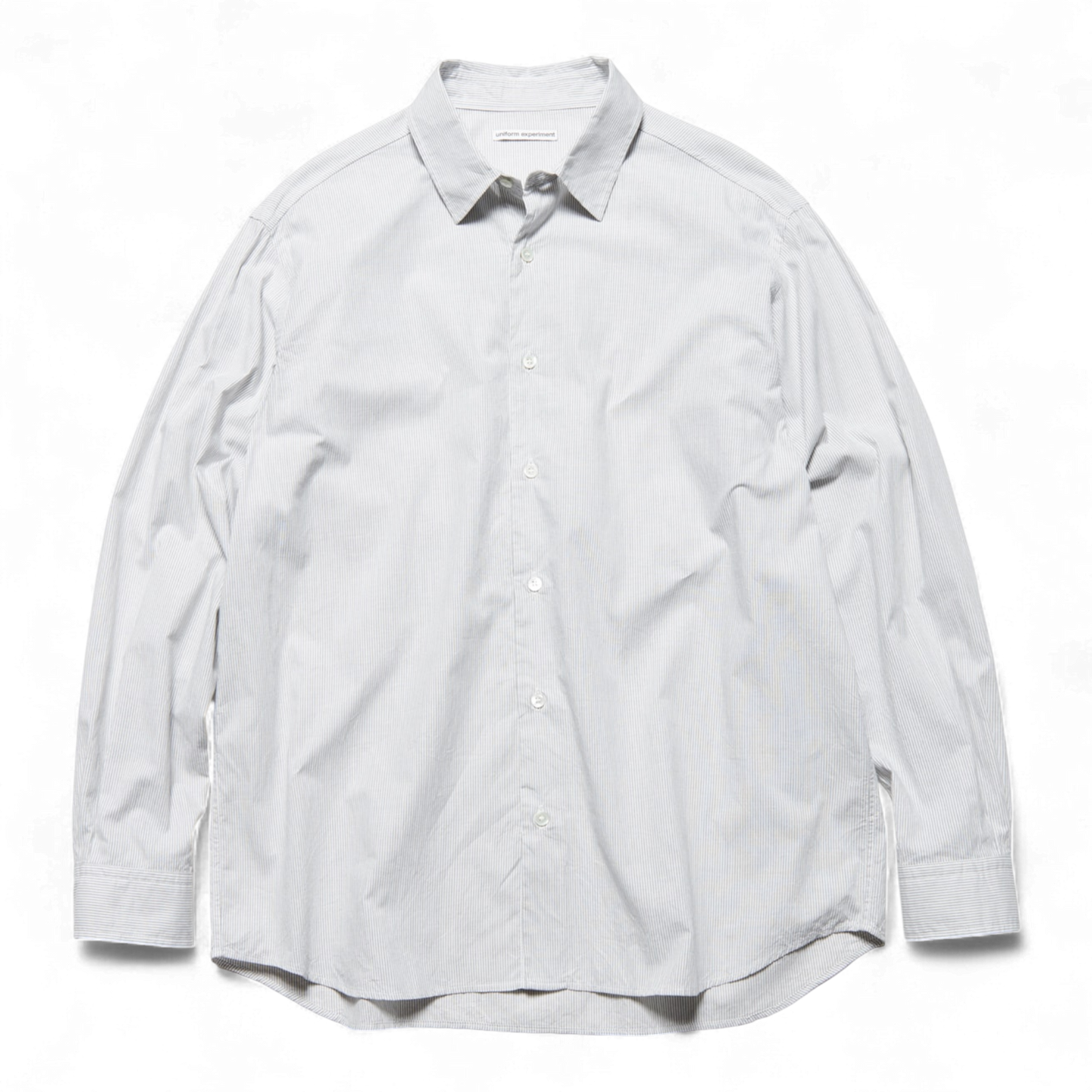 UNIFORM EXPERIMENT CUT-OUT LOGO STRIPE SHIRT LIGHT GREY