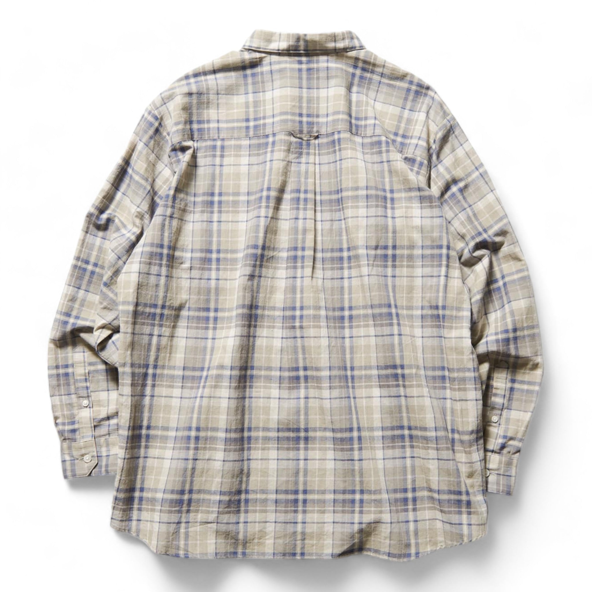 Uniform Experiment Linen Check Logo Baggy Shirt
