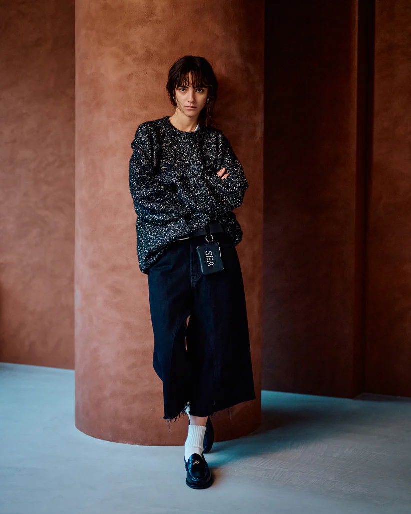 WIND AND SEA LEATHER PATCH KNIT SWEATER