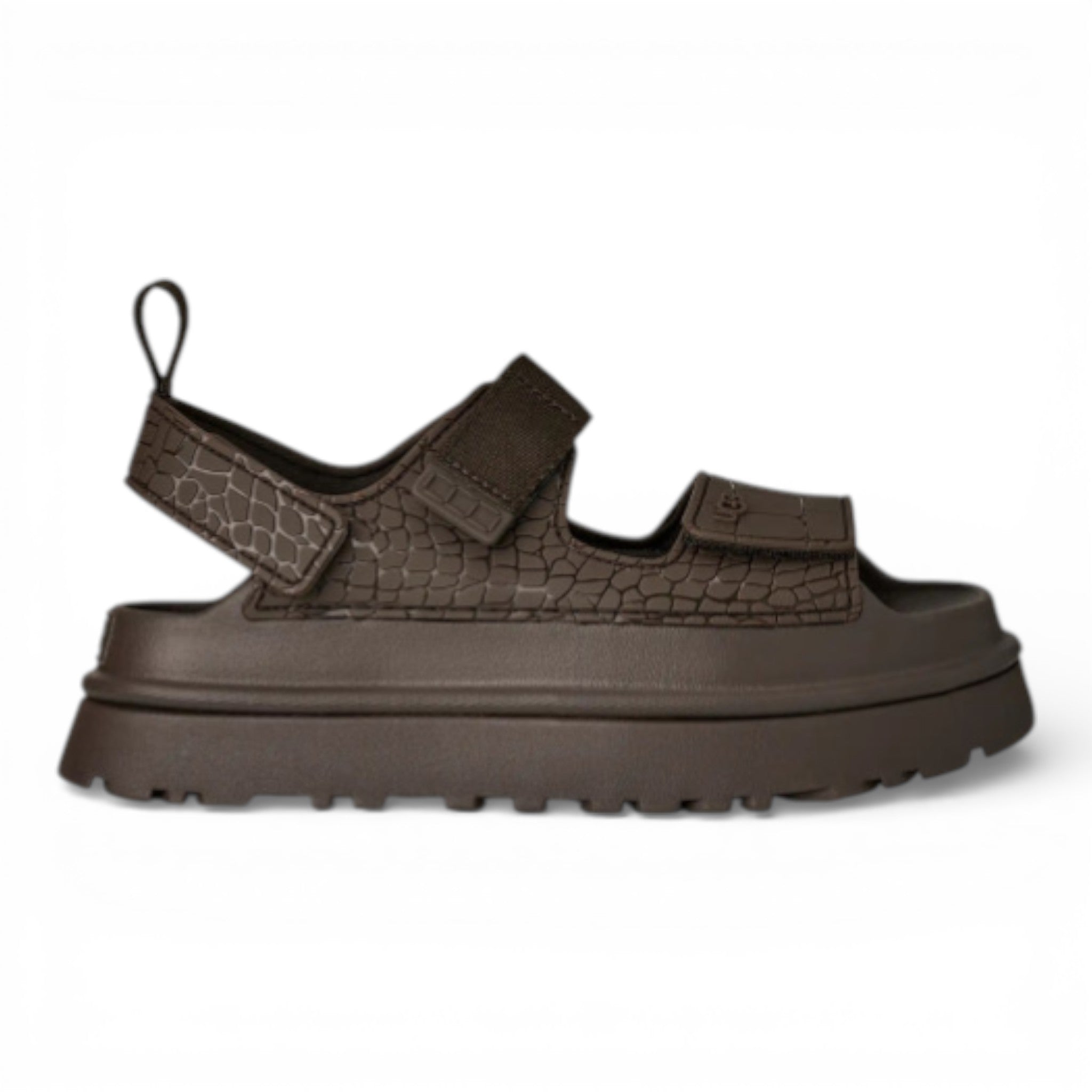 Womens Ugg Goldenglow Embossed Sandal Dense Smoke
