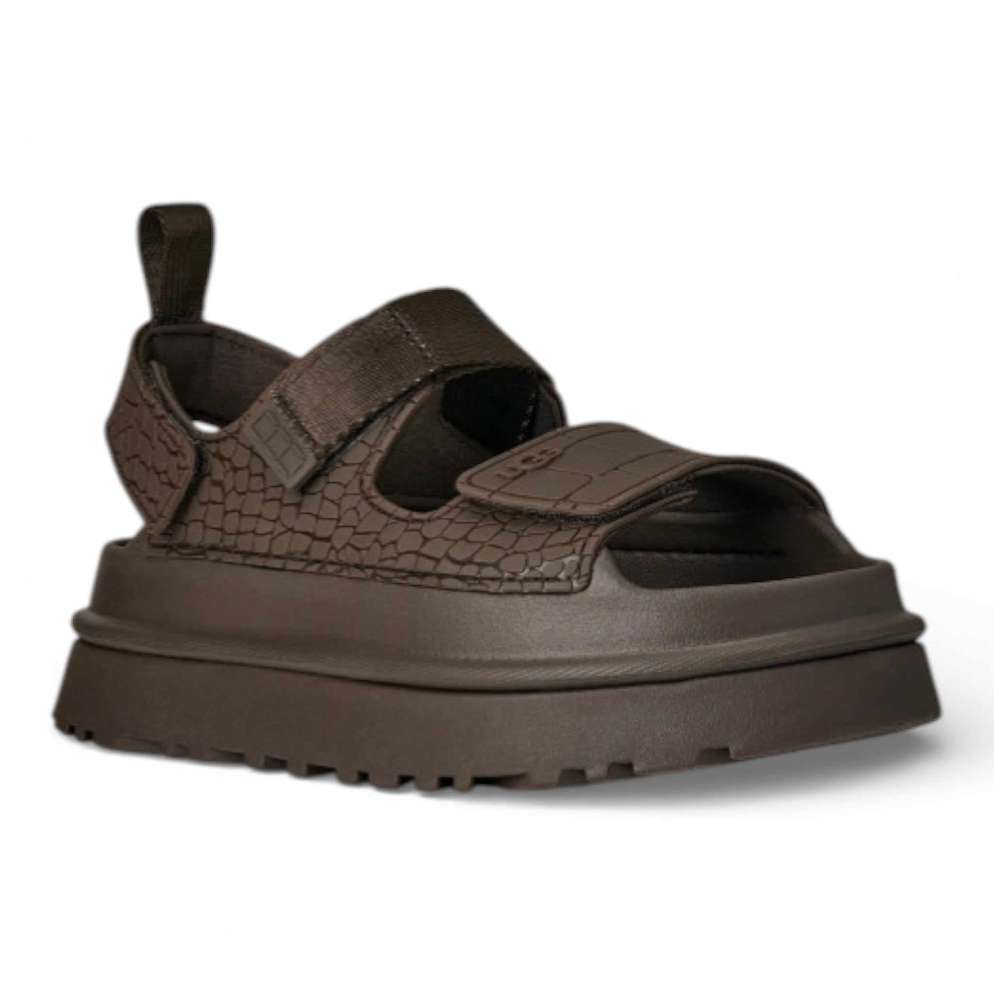 Womens Ugg Goldenglow Embossed Sandal Dense Smoke